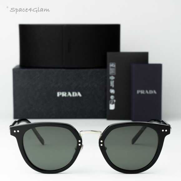 Prada Women Sunglasses Black Green Polarized Oval PR17YS 1AB03R BRAND NEW - Picture 3 of 10